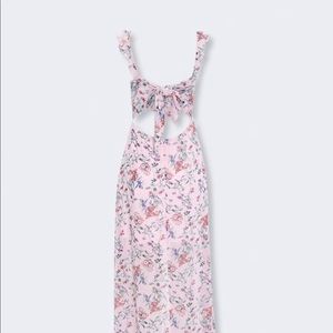 Pink floral Open back maxi dress